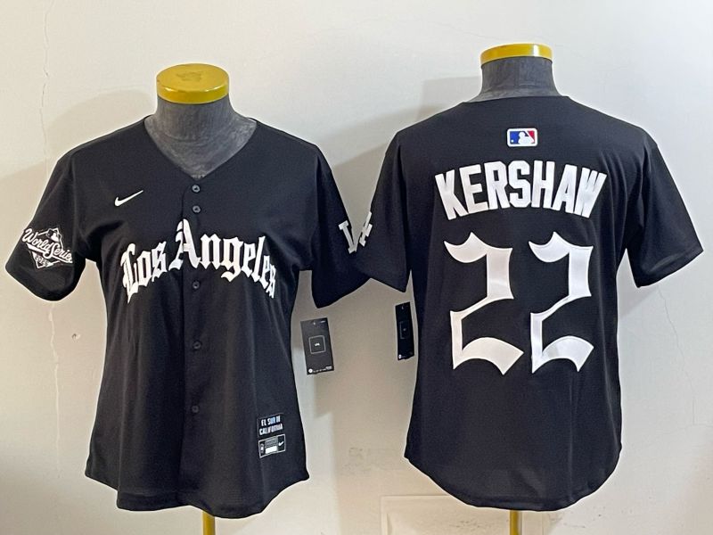 Women Los Angeles Dodgers #22 Kershaw Black 5th Jointly Name 2026 Nike MLB Jersey style 06